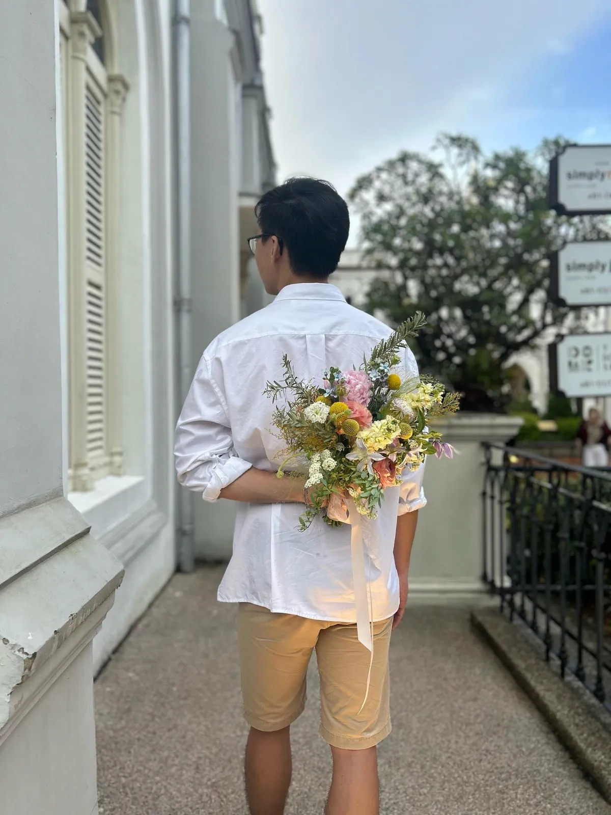 Wedding bouquet with soft seasonal flowers
